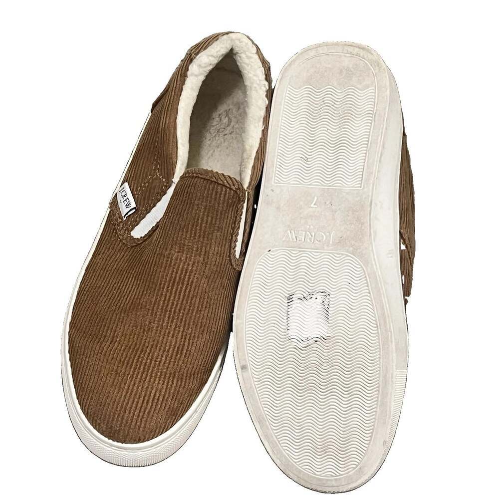 J.Crew Corduroy Faux Sherpa Lined Slip On Loafers Brown Women’s Size 7 - Picture 4 of 8